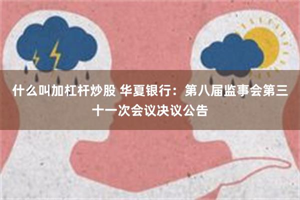 什么叫加杠杆炒股 华夏银行：第八届监事会第三十一次会议决议公告