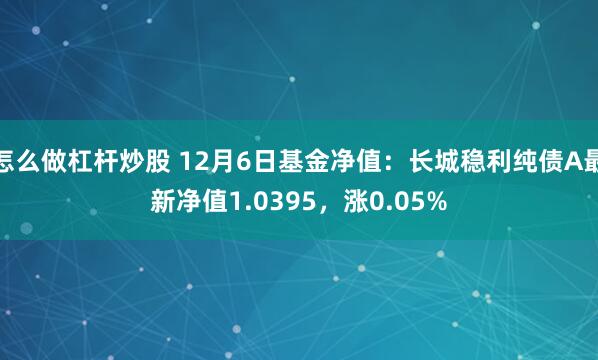 怎么做杠杆炒股 12月6日基金净值：长城稳利纯债A最新净值1.0395，涨0.05%