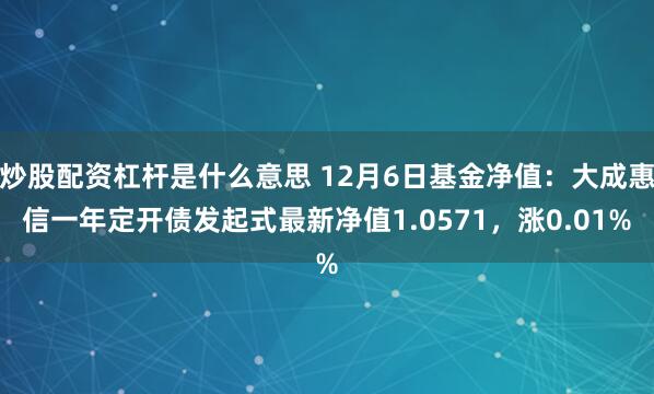 炒股配资杠杆是什么意思 12月6日基金净值：大成惠信一年定开债发起式最新净值1.0571，涨0.01%