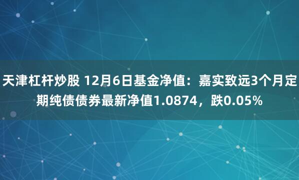 天津杠杆炒股 12月6日基金净值：嘉实致远3个月定期纯债债券最新净值1.0874，跌0.05%