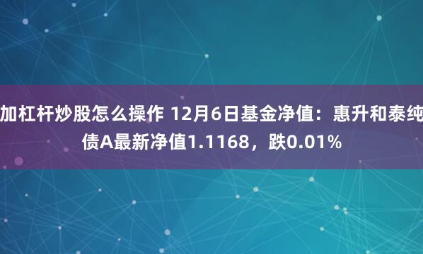 加杠杆炒股怎么操作 12月6日基金净值：惠升和泰纯债A最新净值1.1168，跌0.01%