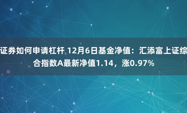 证券如何申请杠杆 12月6日基金净值：汇添富上证综合指数A最新净值1.14，涨0.97%