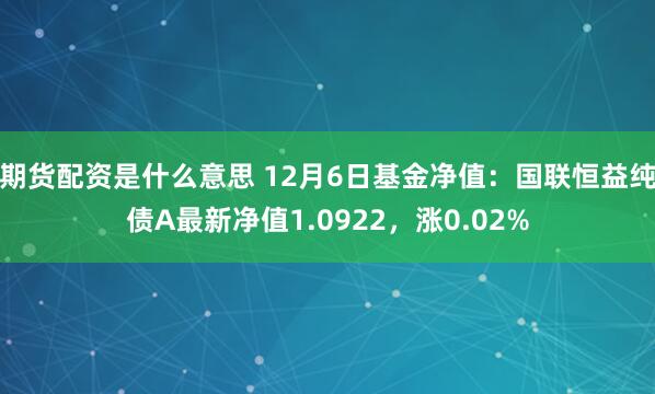 期货配资是什么意思 12月6日基金净值：国联恒益纯债A最新净值1.0922，涨0.02%