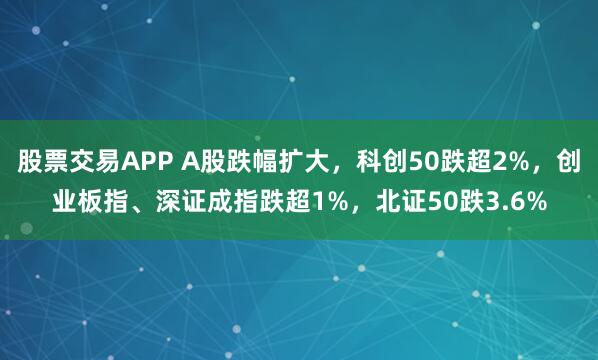 股票交易APP A股跌幅扩大，科创50跌超2%，创业板指、深证成指跌超1%，北证50跌3.6%